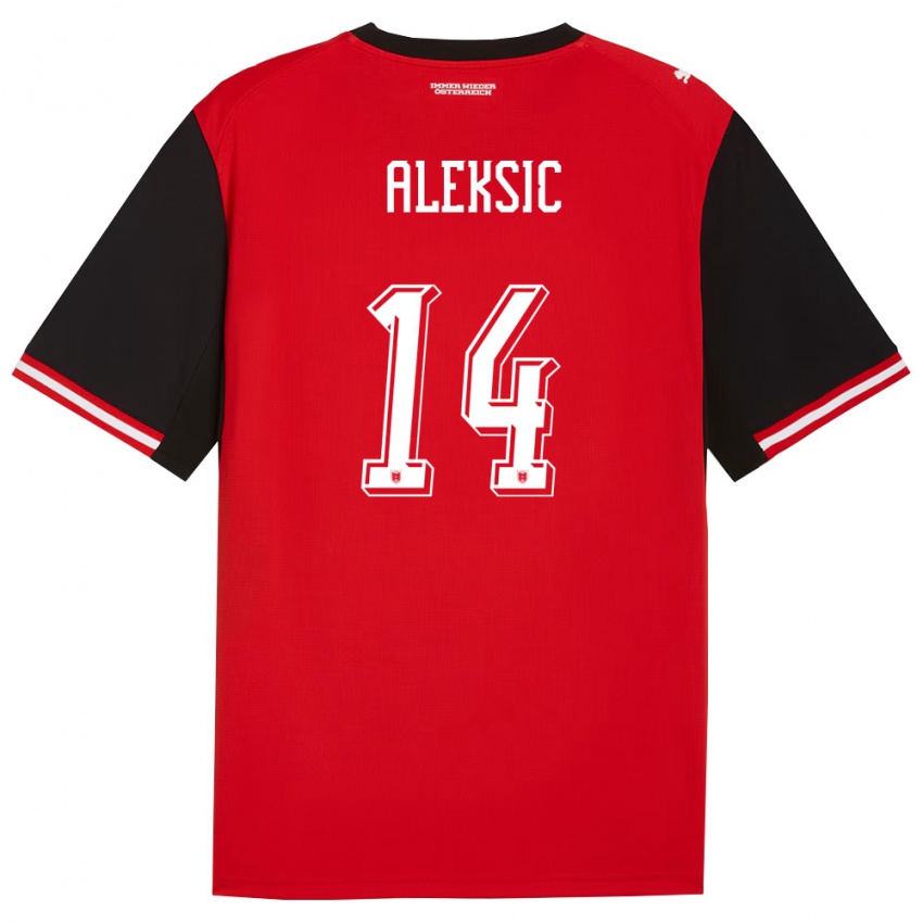 ילדים אוסטריה Filip Aleksic #14 שחור לבן ג'רזי ביתית 26-28 חולצה קצרה