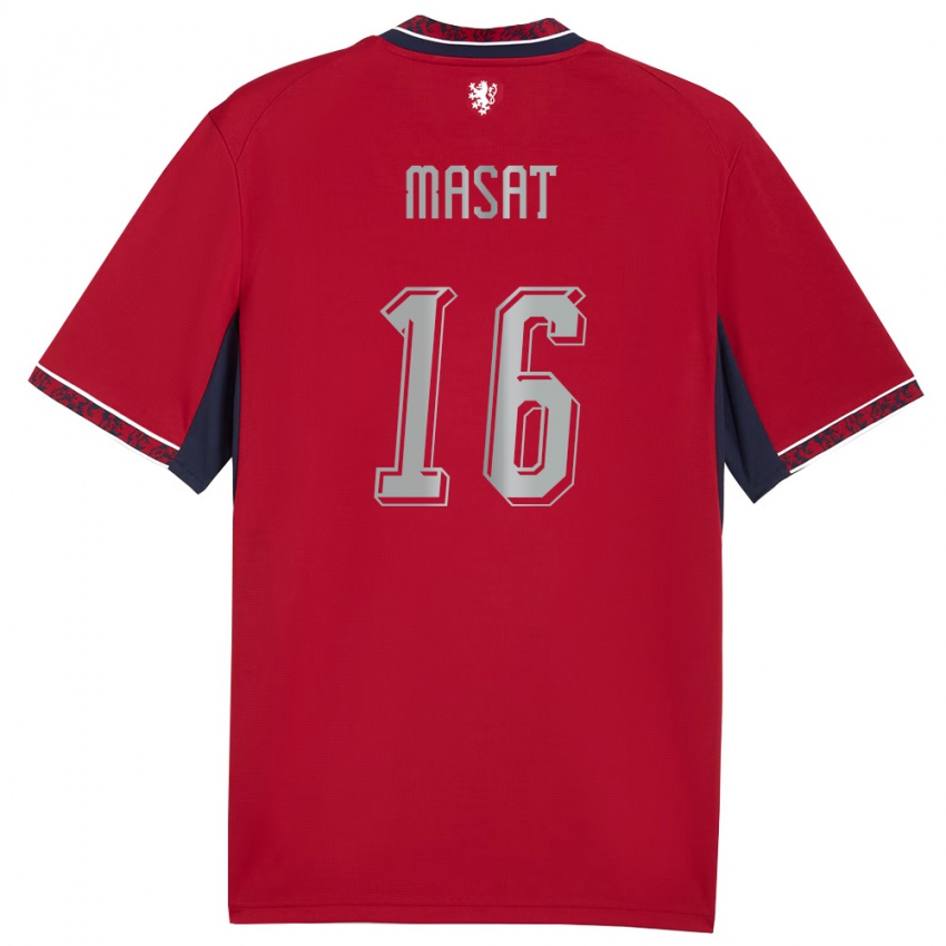 ילדים צ'כיה Jakub Masat #16 אדום לבן כהה ג'רזי ביתית 26-28 חולצה קצרה
