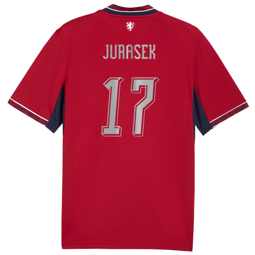 ילדים צ'כיה Patrik Jurasek #17 אדום לבן כהה ג'רזי ביתית 26-28 חולצה קצרה