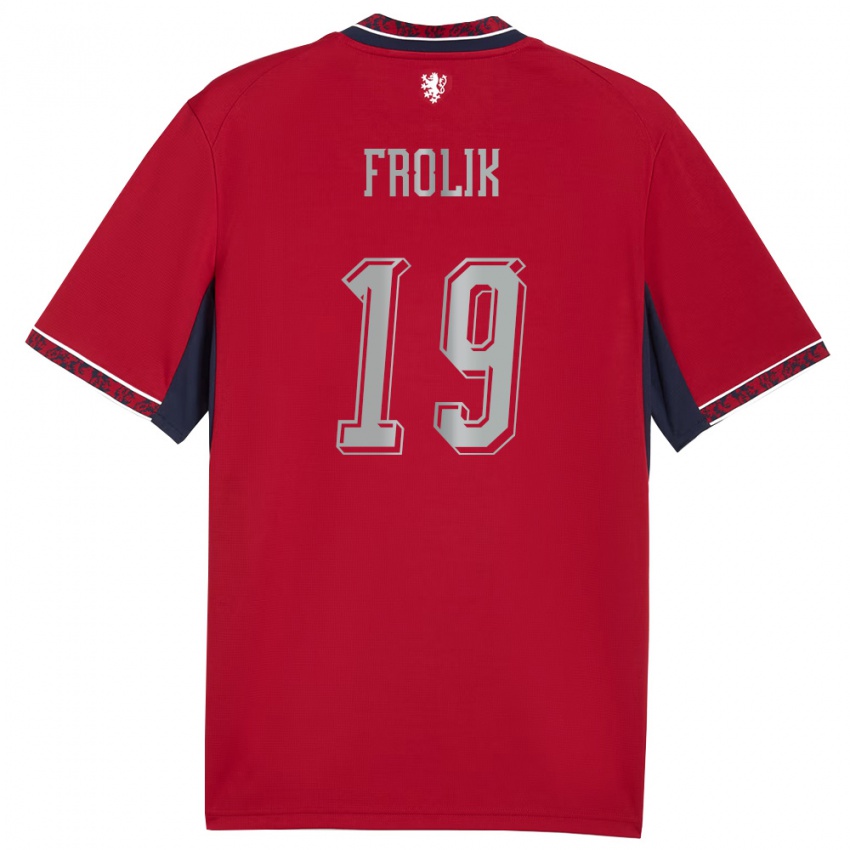 ילדים צ'כיה Ondrej Frolik #19 אדום לבן כהה ג'רזי ביתית 26-28 חולצה קצרה