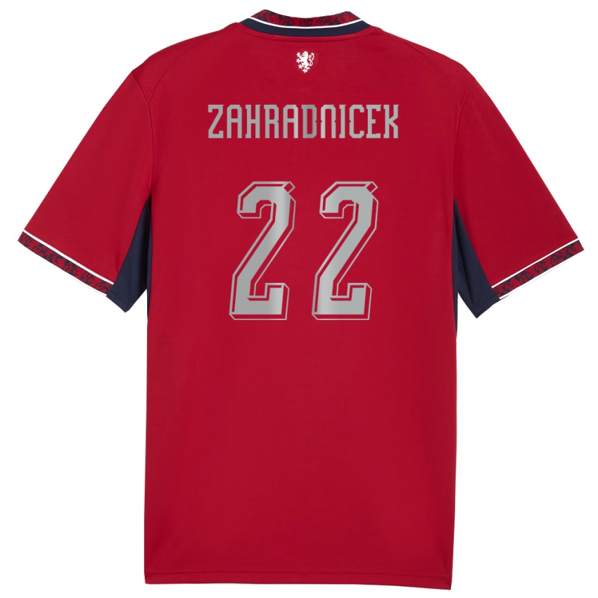 ילדים צ'כיה Vaclav Zahradnicek #22 אדום לבן כהה ג'רזי ביתית 26-28 חולצה קצרה