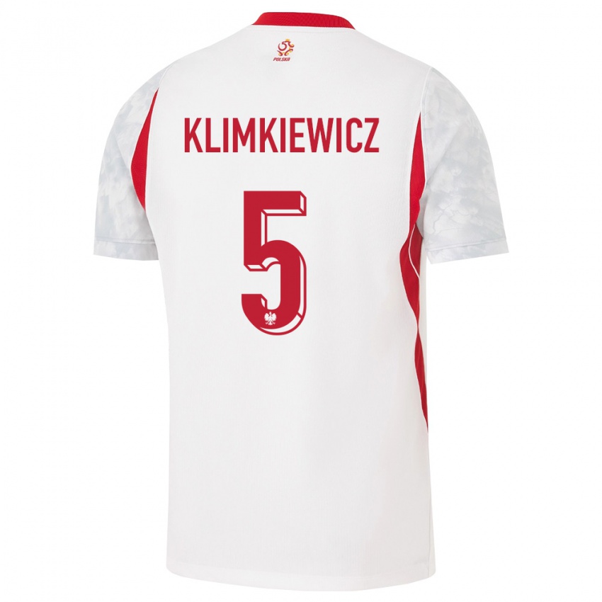 ילדים פולין Aleksander Klimkiewicz #5 לבן אדום אפור ג'רזי ביתית 26-28 חולצה קצרה