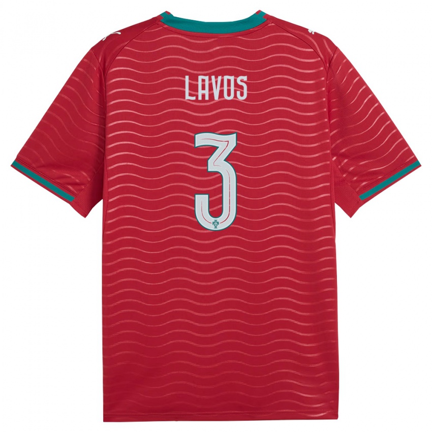 ילדים פורטוגל Bernardo Lavos #3 אדום ירוק לבן ג'רזי ביתית 26-28 חולצה קצרה