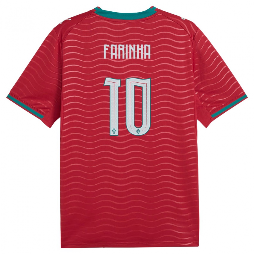 ילדים פורטוגל Diego Farinha #10 אדום ירוק לבן ג'רזי ביתית 26-28 חולצה קצרה