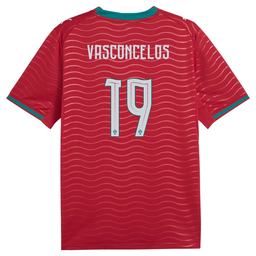 ילדים פורטוגל Vasconcelos #19 אדום ירוק לבן ג'רזי ביתית 26-28 חולצה קצרה