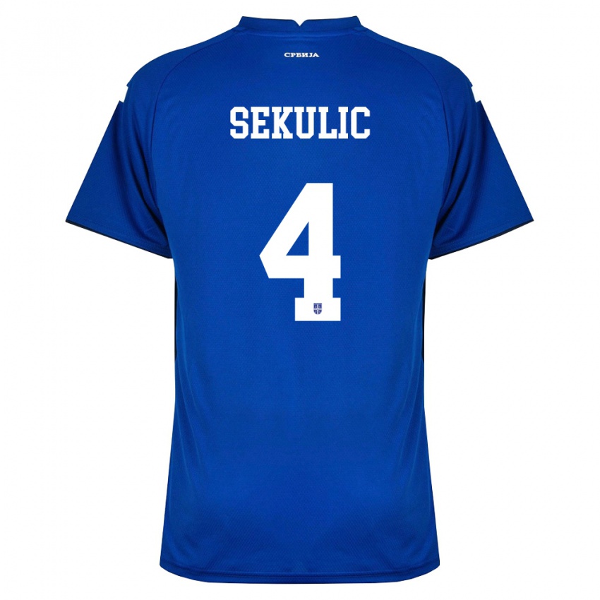 ילדים סרביה Jug Sekulic #4 כהה אדום ג'רזי ביתית 26-28 חולצה קצרה