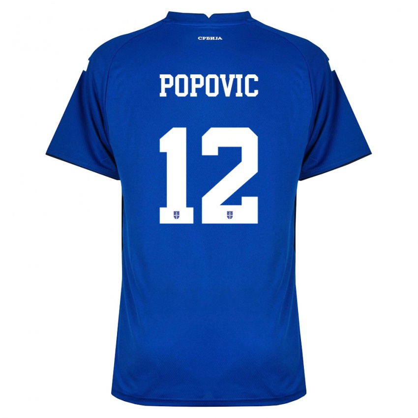 ילדים סרביה Veljko Popovic #12 כהה אדום ג'רזי ביתית 26-28 חולצה קצרה