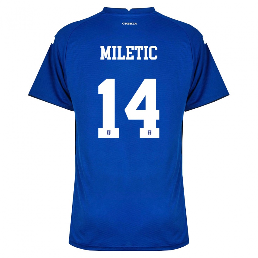 ילדים סרביה ולדימיר מילטיק #14 כהה אדום ג'רזי ביתית 26-28 חולצה קצרה