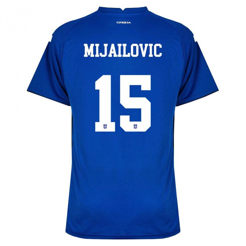 ילדים סרביה Relja Mijailovic #15 כהה אדום ג'רזי ביתית 26-28 חולצה קצרה