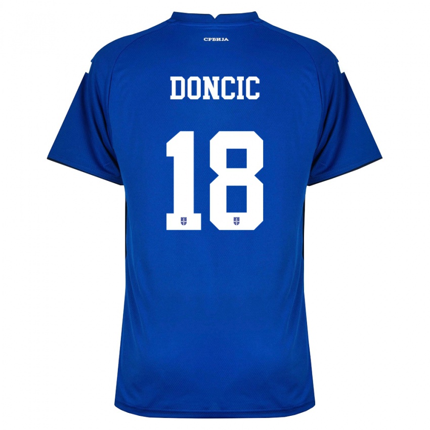 ילדים סרביה Filip Doncic #18 כהה אדום ג'רזי ביתית 26-28 חולצה קצרה
