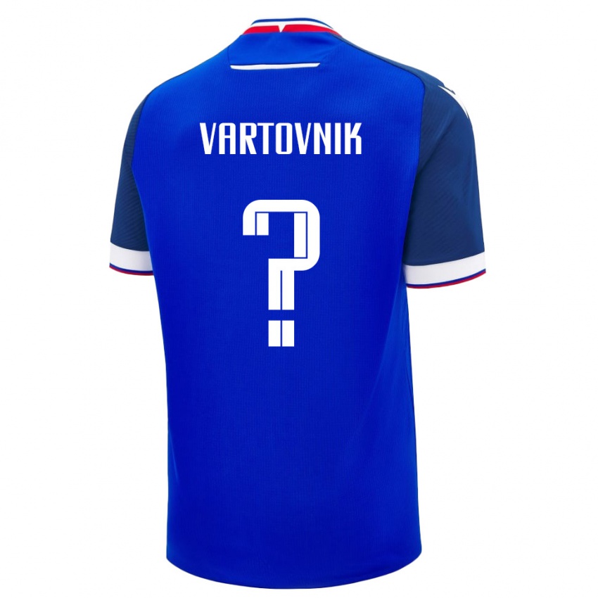 ילדים סלובקיה Michal Vartovnik #0 כחול לבן ג'רזי ביתית 26-28 חולצה קצרה