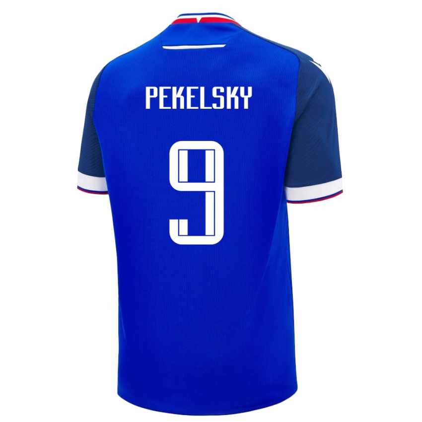 ילדים סלובקיה Michal Pekelsky #9 כחול לבן ג'רזי ביתית 26-28 חולצה קצרה