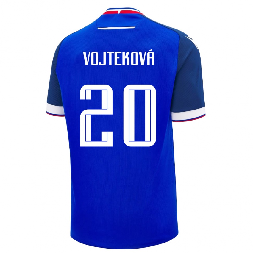 ילדים סלובקיה Jana Vojteková #20 כחול לבן ג'רזי ביתית 26-28 חולצה קצרה