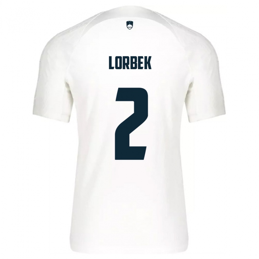 ילדים סלובניה Anej Lorbek #2 לבן כחול ג'רזי ביתית 26-28 חולצה קצרה