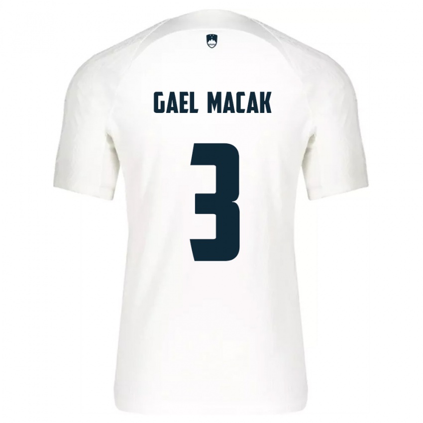 ילדים סלובניה Gael Macak #3 לבן כחול ג'רזי ביתית 26-28 חולצה קצרה
