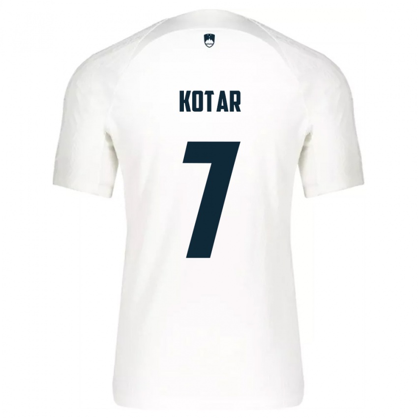 ילדים סלובניה Tristan Kotar #7 לבן כחול ג'רזי ביתית 26-28 חולצה קצרה