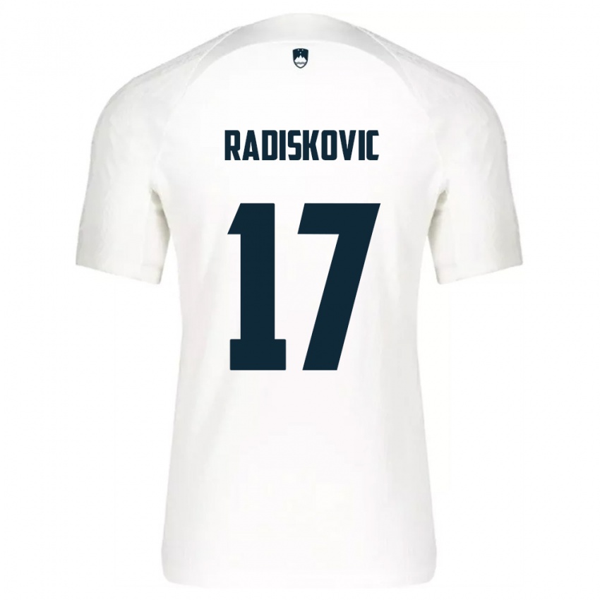 ילדים סלובניה Aleks Radiskovic #17 לבן כחול ג'רזי ביתית 26-28 חולצה קצרה
