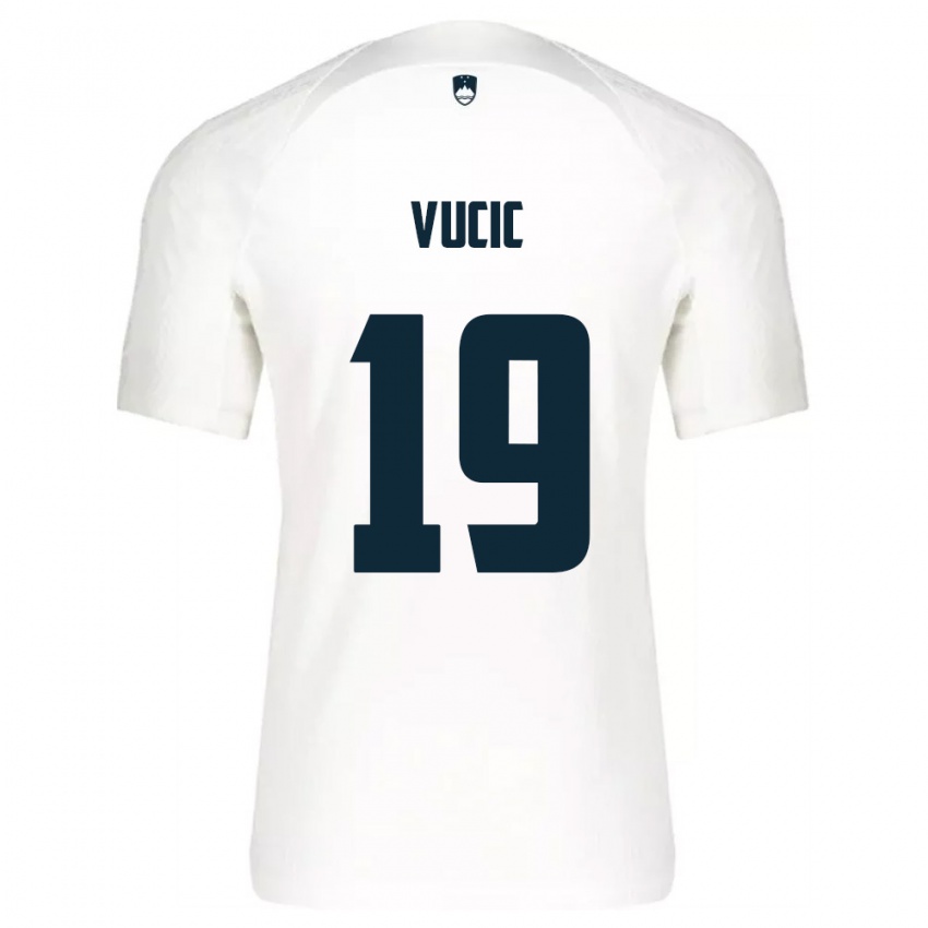 ילדים סלובניה Aron Vucic #19 לבן כחול ג'רזי ביתית 26-28 חולצה קצרה