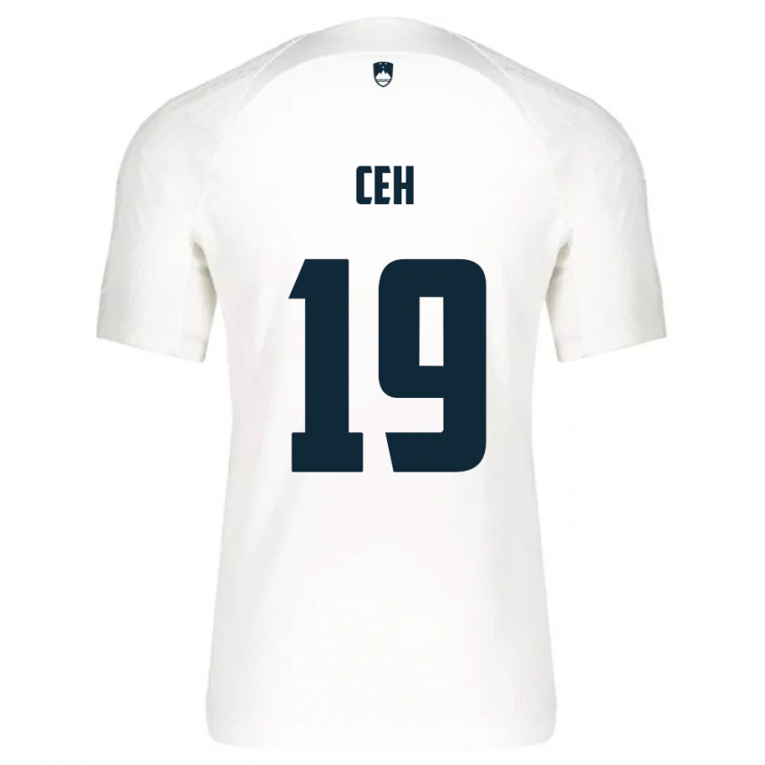 ילדים סלובניה Lukas Ceh #19 לבן כחול ג'רזי ביתית 26-28 חולצה קצרה
