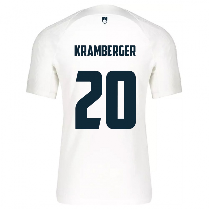 ילדים סלובניה Enej Kramberger #20 לבן כחול ג'רזי ביתית 26-28 חולצה קצרה
