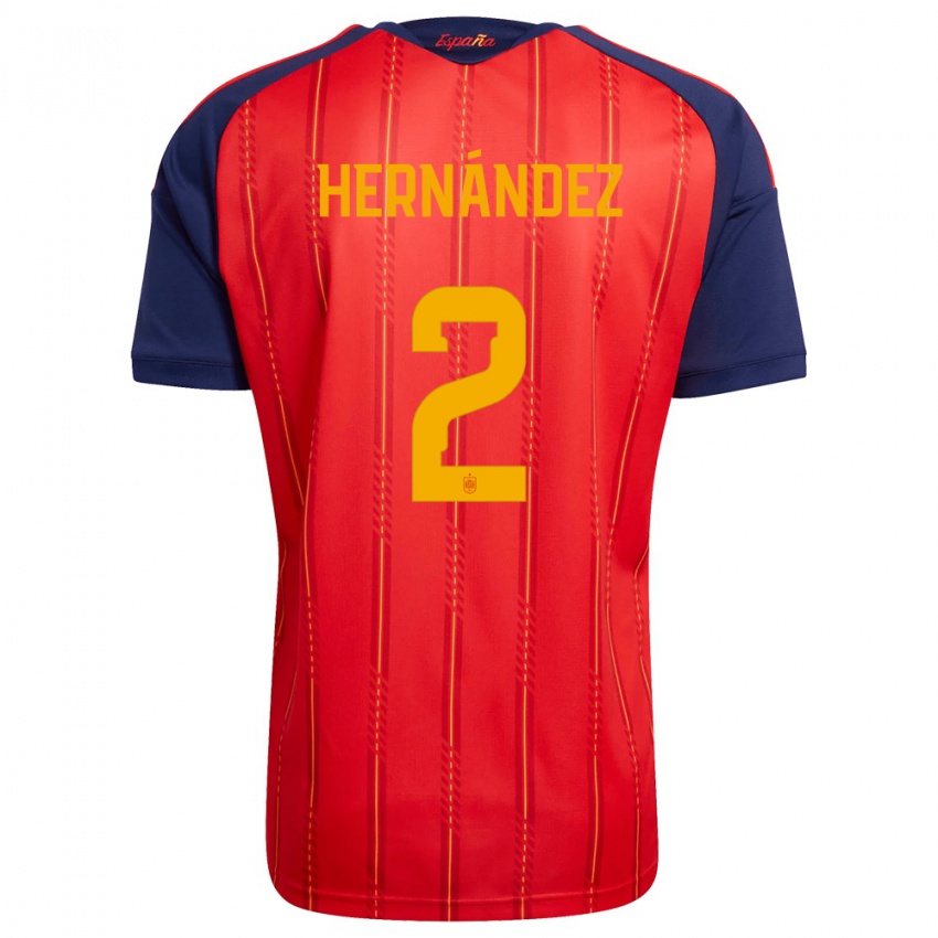 ילדים ספרד אויהאן הרננדז #2 אדום כהה צהוב ג'רזי ביתית 26-28 חולצה קצרה