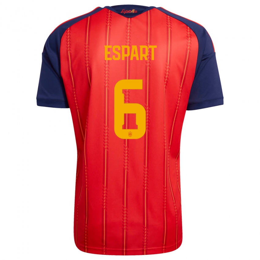 ילדים ספרד Xavi Espart #6 אדום כהה צהוב ג'רזי ביתית 26-28 חולצה קצרה