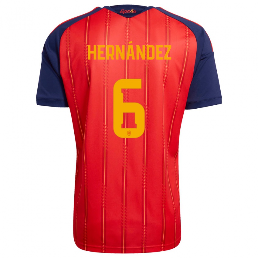 ילדים ספרד ג׳רארד הרננדס רומרו #6 אדום כהה צהוב ג'רזי ביתית 26-28 חולצה קצרה