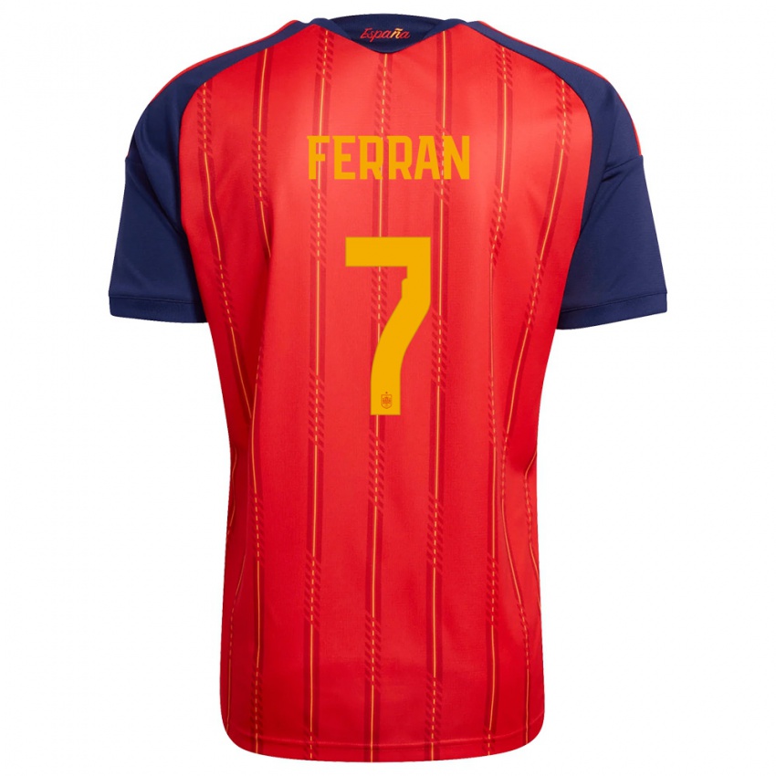 ילדים ספרד פראן טורס #7 אדום כהה צהוב ג'רזי ביתית 26-28 חולצה קצרה