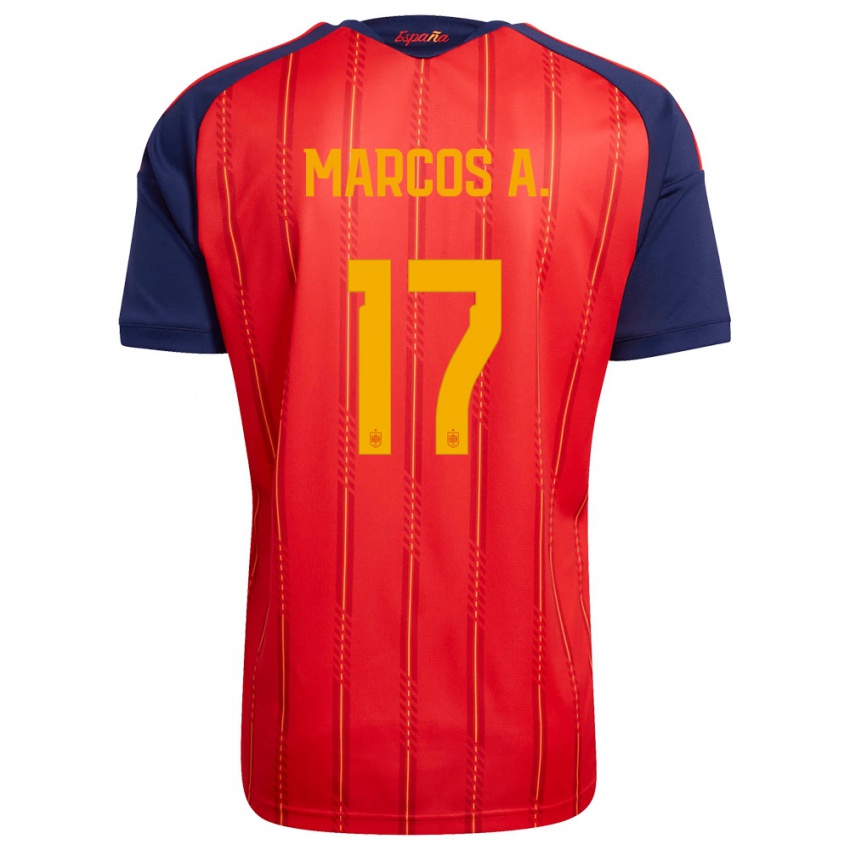 ילדים ספרד מרקוס אלונסו מנדוסה #17 אדום כהה צהוב ג'רזי ביתית 26-28 חולצה קצרה