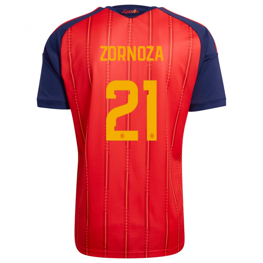 ילדים ספרד קלאודיה זורנוזה #21 אדום כהה צהוב ג'רזי ביתית 26-28 חולצה קצרה