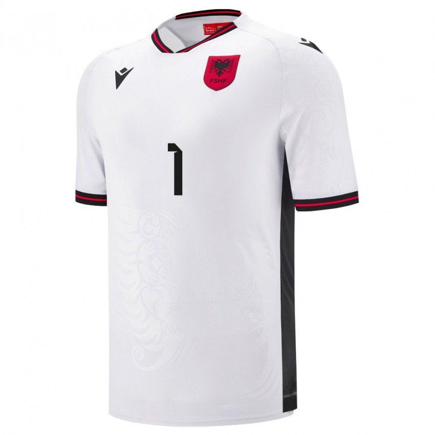 ילדים אלבניה Raffaele Huli #1 לבן שחור הרחק ג'רזי 26-28 חולצה קצרה