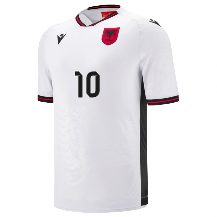 ילדים אלבניה Etnik Brruti #10 לבן שחור הרחק ג'רזי 26-28 חולצה קצרה