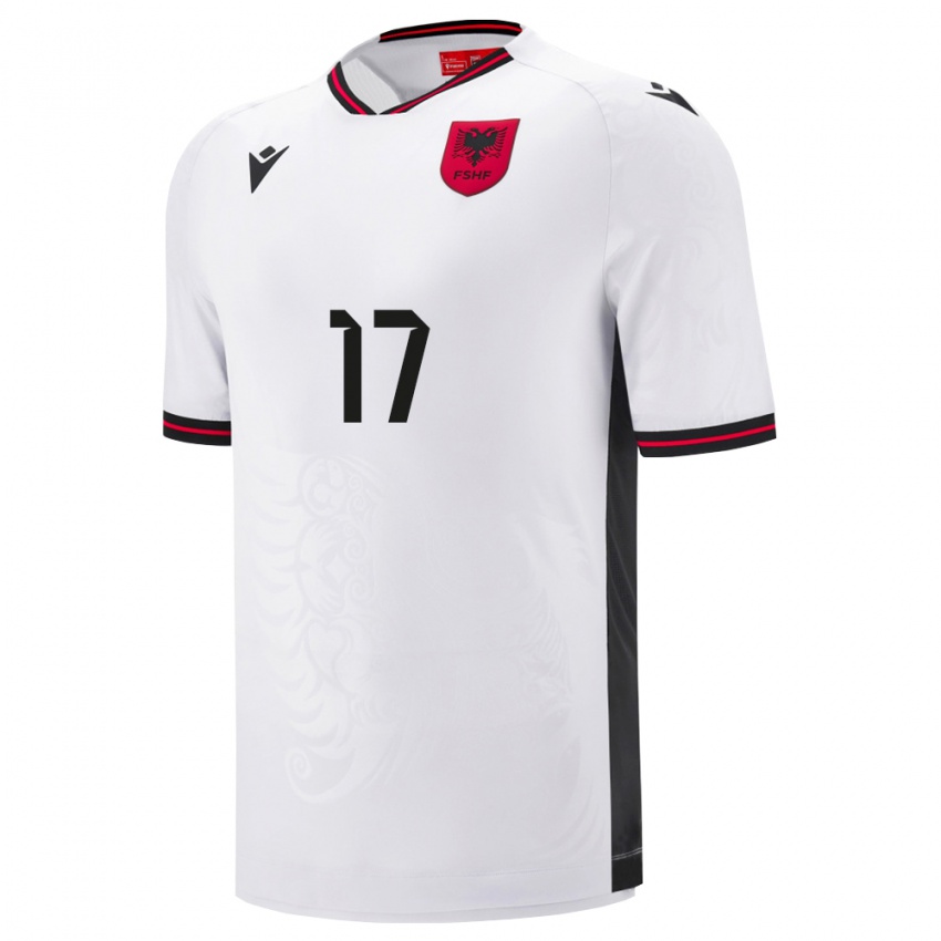 ילדים אלבניה Dajan Durmisi #17 לבן שחור הרחק ג'רזי 26-28 חולצה קצרה