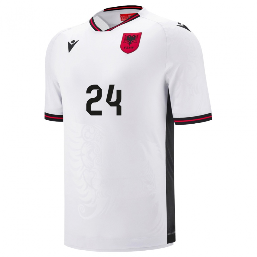 ילדים אלבניה מאראש קומבולה #24 לבן שחור הרחק ג'רזי 26-28 חולצה קצרה