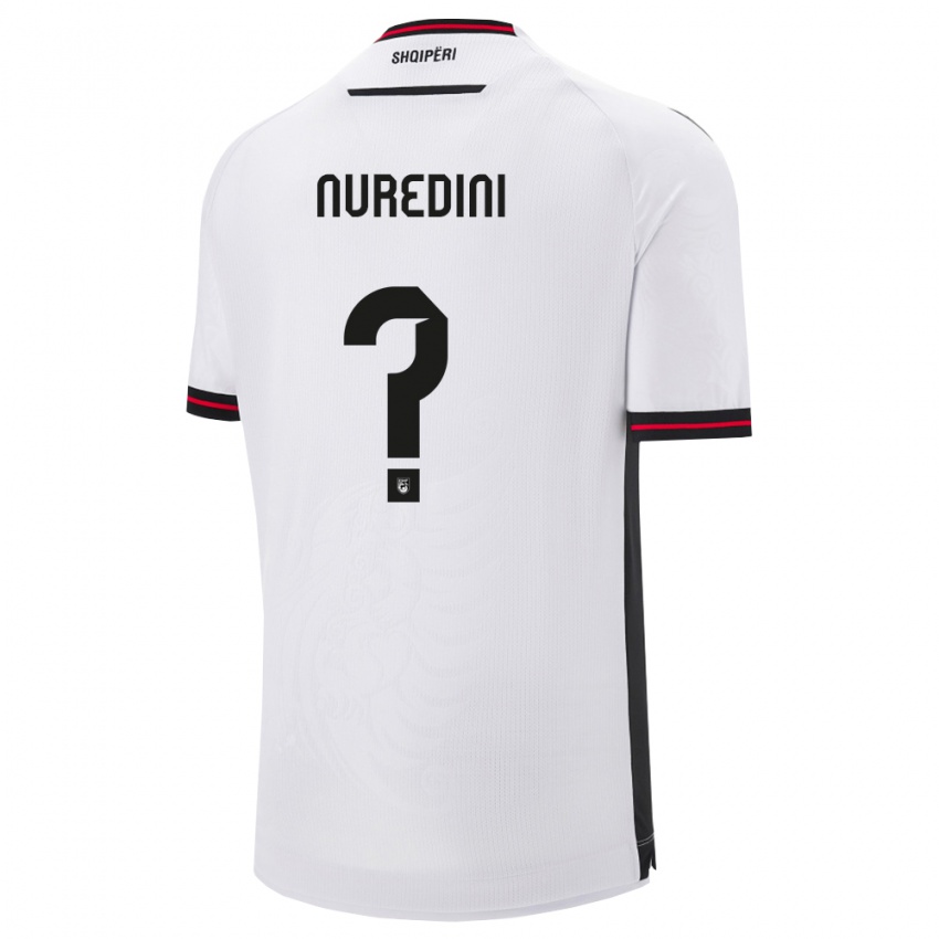 ילדים אלבניה Ardit Nuredini #0 לבן שחור הרחק ג'רזי 26-28 חולצה קצרה