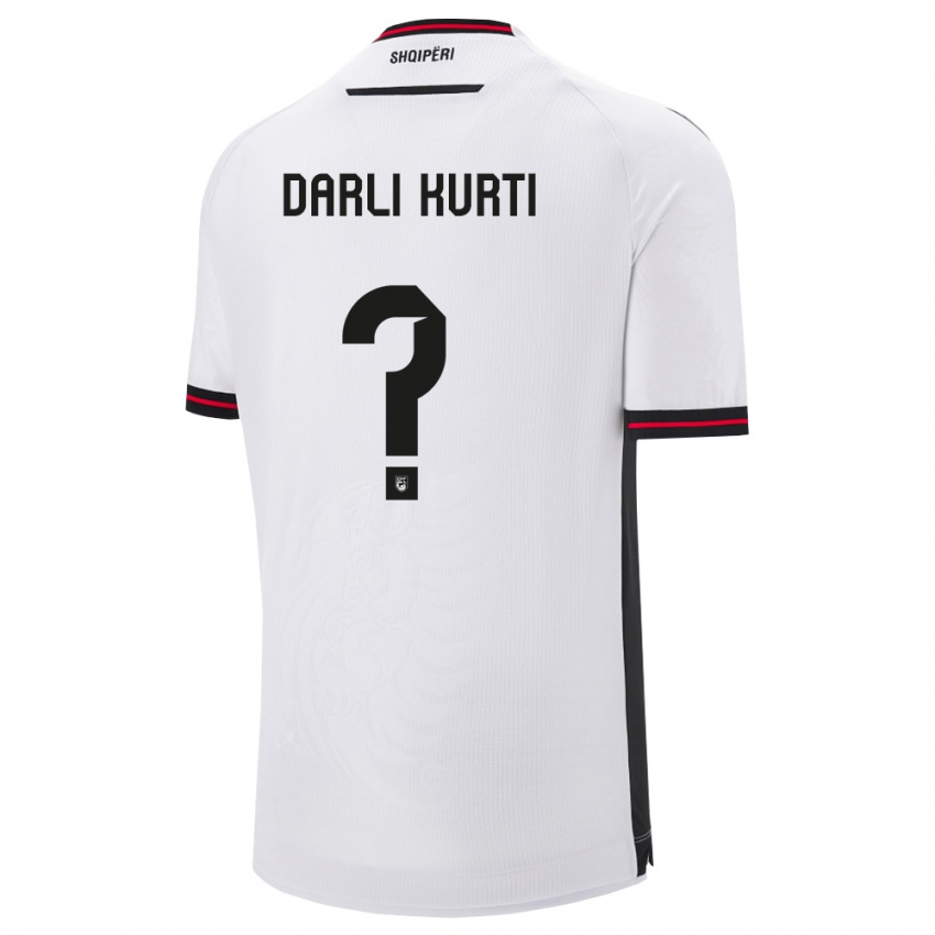 ילדים אלבניה Darli Kurti #0 לבן שחור הרחק ג'רזי 26-28 חולצה קצרה