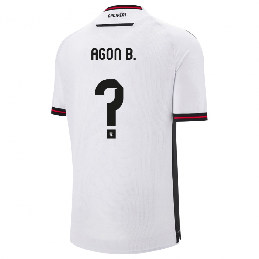 ילדים אלבניה Agon Bajrami #0 לבן שחור הרחק ג'רזי 26-28 חולצה קצרה