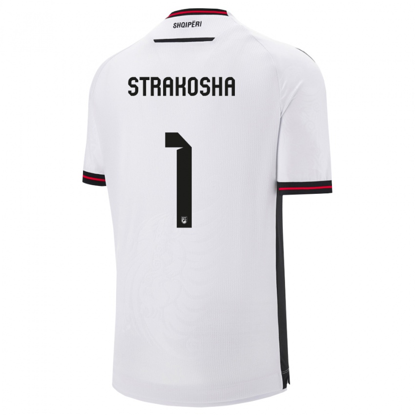 ילדים אלבניה תומאס סטרקושה #1 לבן שחור הרחק ג'רזי 26-28 חולצה קצרה