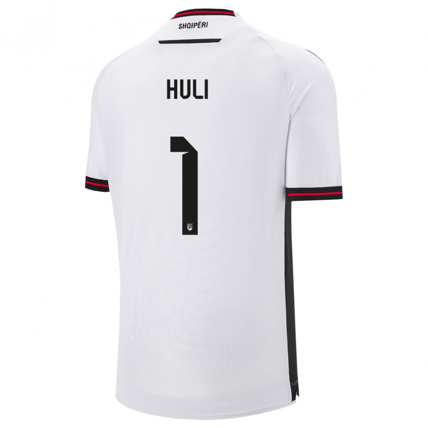 ילדים אלבניה Raffaele Huli #1 לבן שחור הרחק ג'רזי 26-28 חולצה קצרה