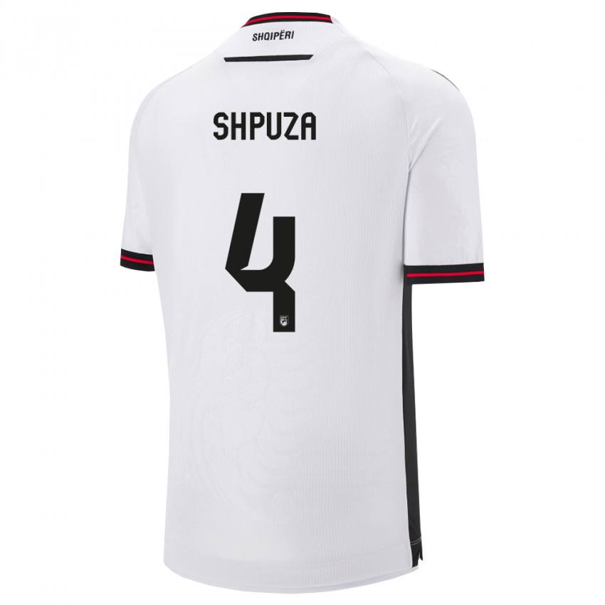 ילדים אלבניה Kleo Shpuza #4 לבן שחור הרחק ג'רזי 26-28 חולצה קצרה