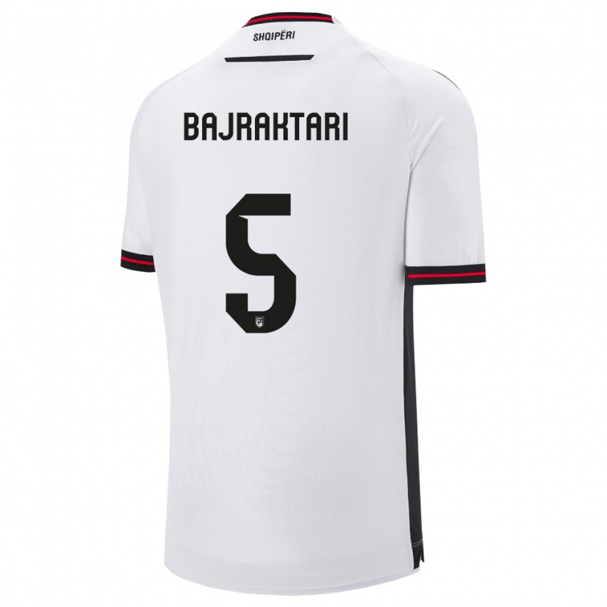 ילדים אלבניה Arbiona Bajraktari #5 לבן שחור הרחק ג'רזי 26-28 חולצה קצרה