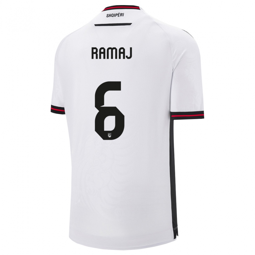 ילדים אלבניה גבריאל ראמג׳ #6 לבן שחור הרחק ג'רזי 26-28 חולצה קצרה