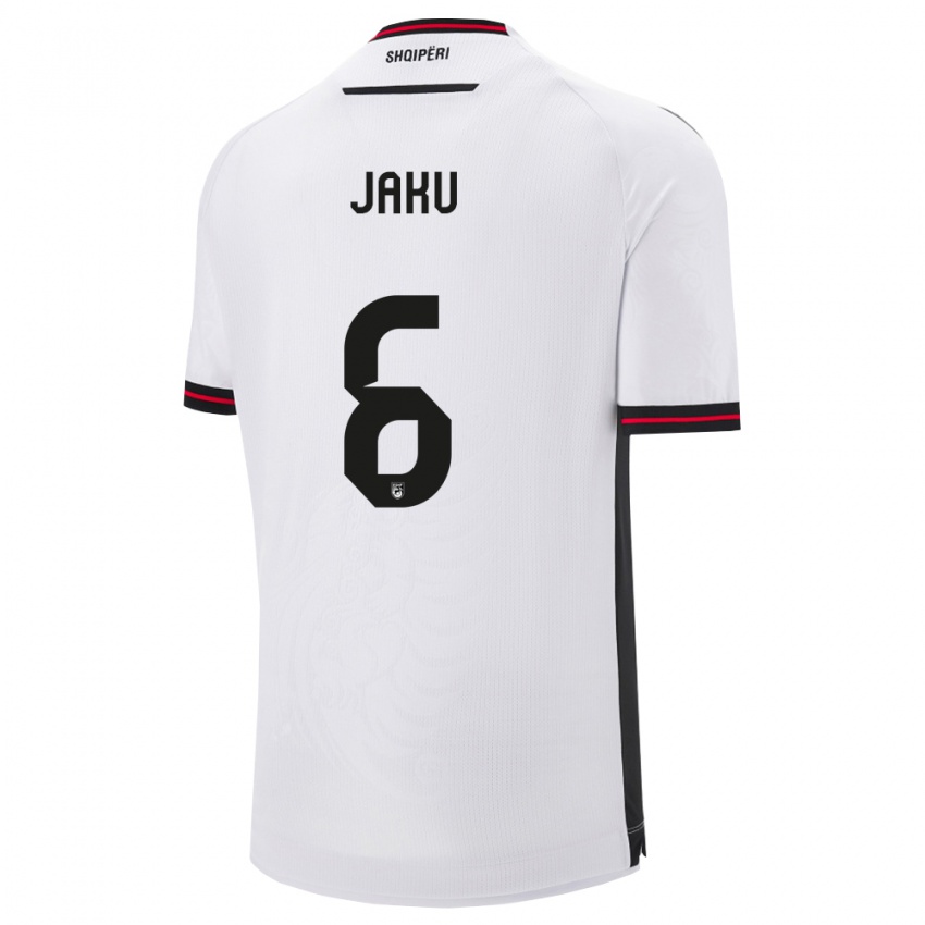 ילדים אלבניה ג׳ורדי ז'אקו #6 לבן שחור הרחק ג'רזי 26-28 חולצה קצרה