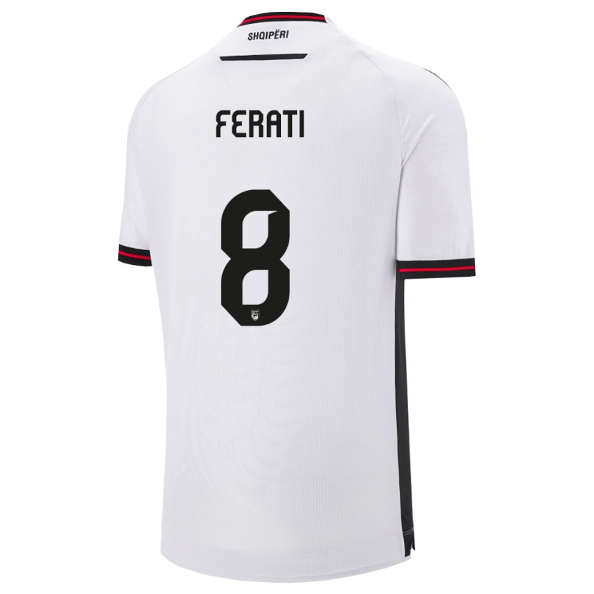 ילדים אלבניה דייאר פראטי #8 לבן שחור הרחק ג'רזי 26-28 חולצה קצרה