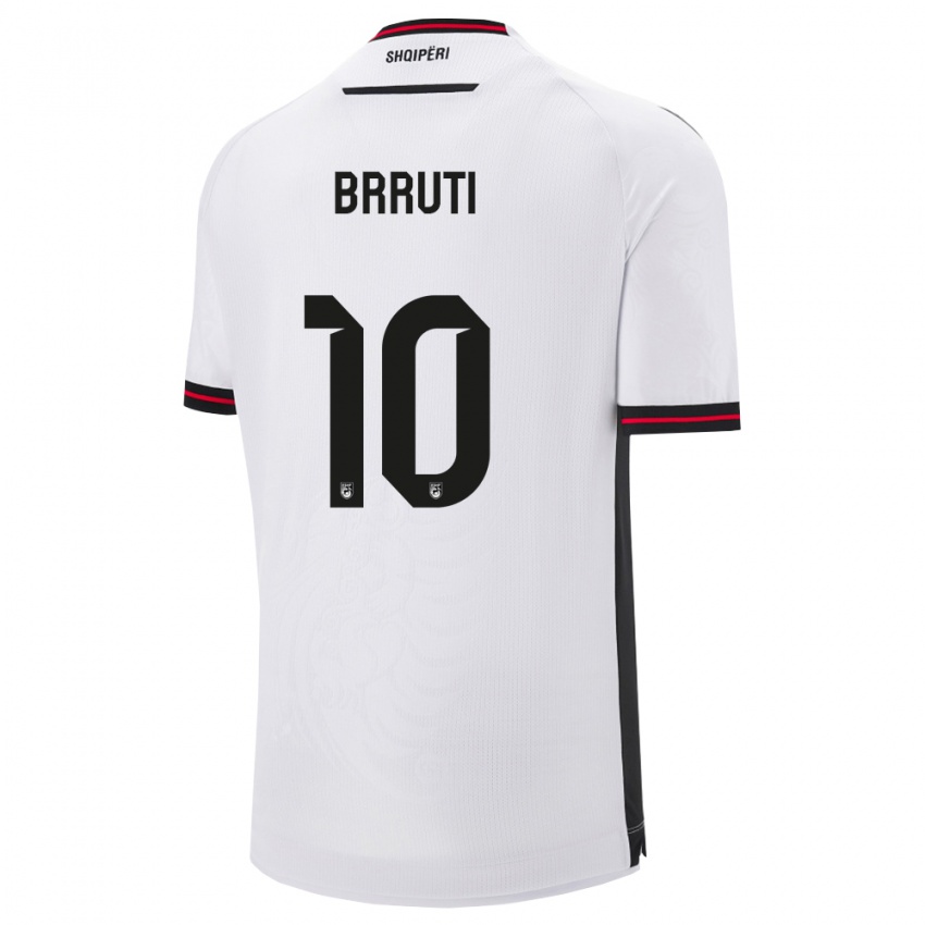 ילדים אלבניה Etnik Brruti #10 לבן שחור הרחק ג'רזי 26-28 חולצה קצרה