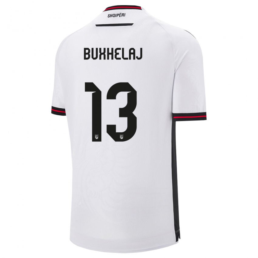 ילדים אלבניה Paulo Buxhelaj #13 לבן שחור הרחק ג'רזי 26-28 חולצה קצרה