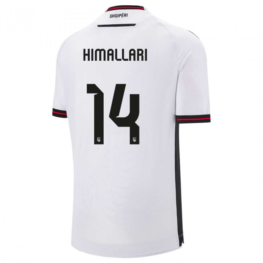 ילדים אלבניה Elson Himallari #14 לבן שחור הרחק ג'רזי 26-28 חולצה קצרה