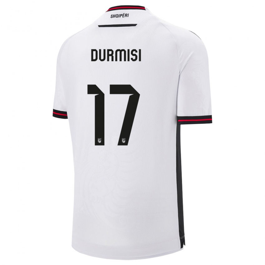 ילדים אלבניה Dajan Durmisi #17 לבן שחור הרחק ג'רזי 26-28 חולצה קצרה