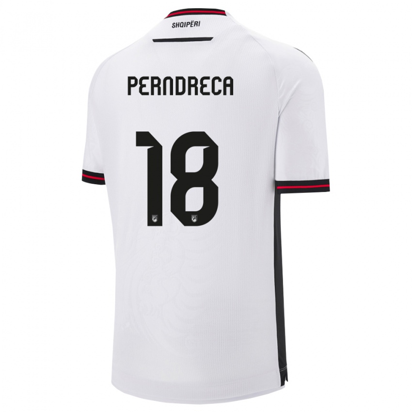 ילדים אלבניה Fabjan Perndreca #18 לבן שחור הרחק ג'רזי 26-28 חולצה קצרה