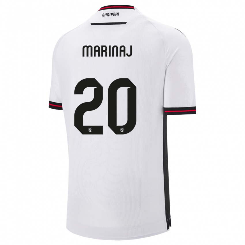 ילדים אלבניה Kledi Marinaj #20 לבן שחור הרחק ג'רזי 26-28 חולצה קצרה